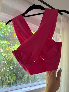 superdown Hot Pink Cross-Front Underwire Top